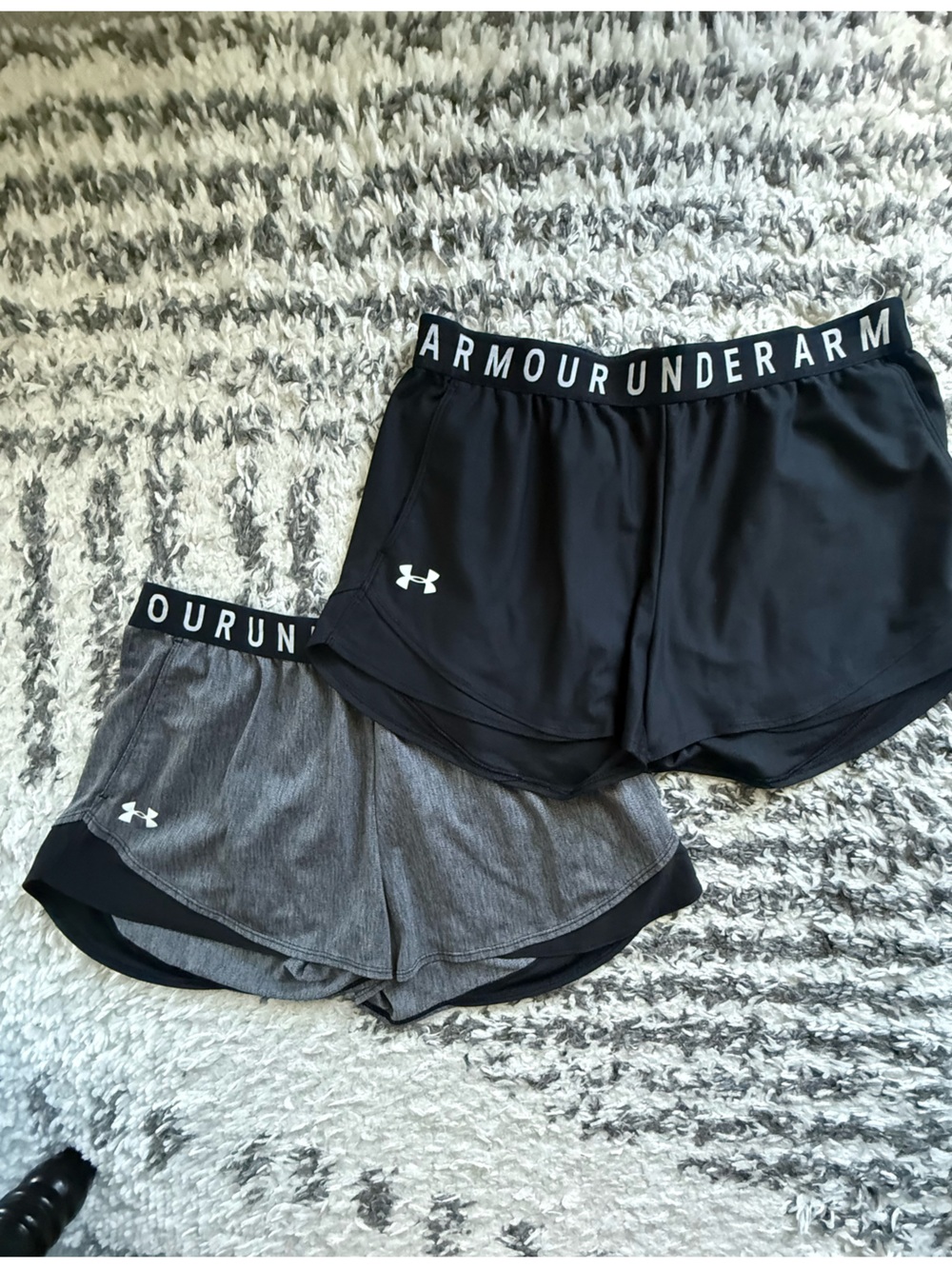 Under Armour Women's Black and Gray Athletic Shorts Duo size L